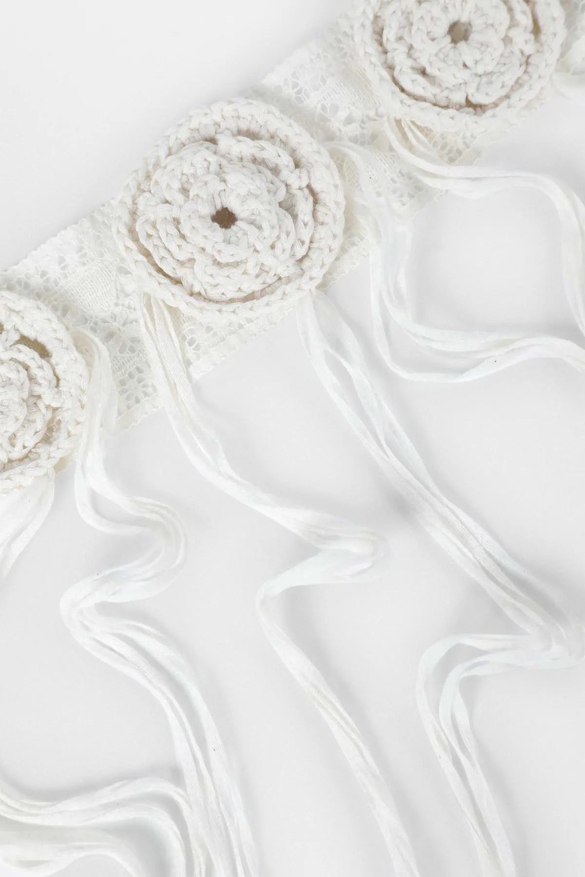 Feathered Knit Headband with Crochet Roses - Image 2