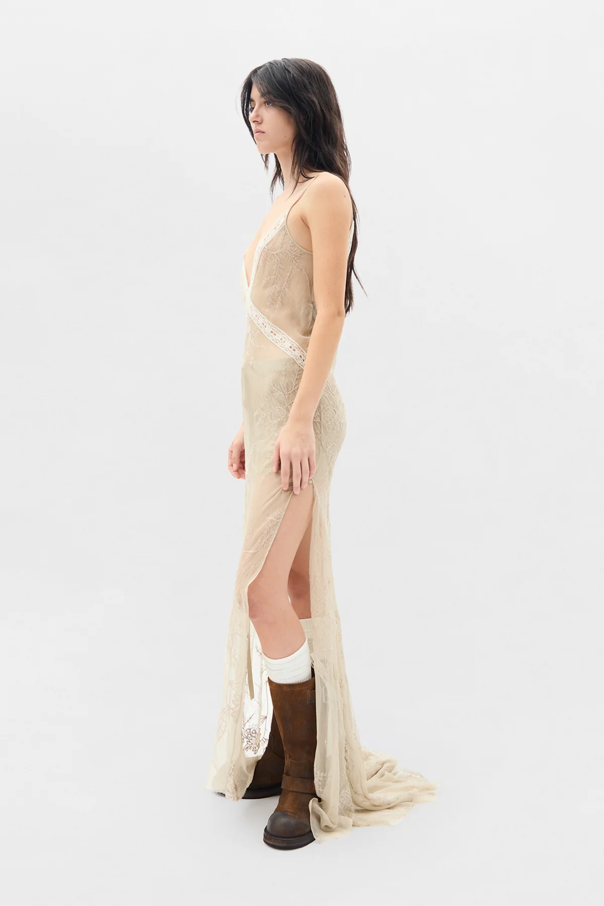 Lala X-Long Bias Dress with Lace Detail - Image 2
