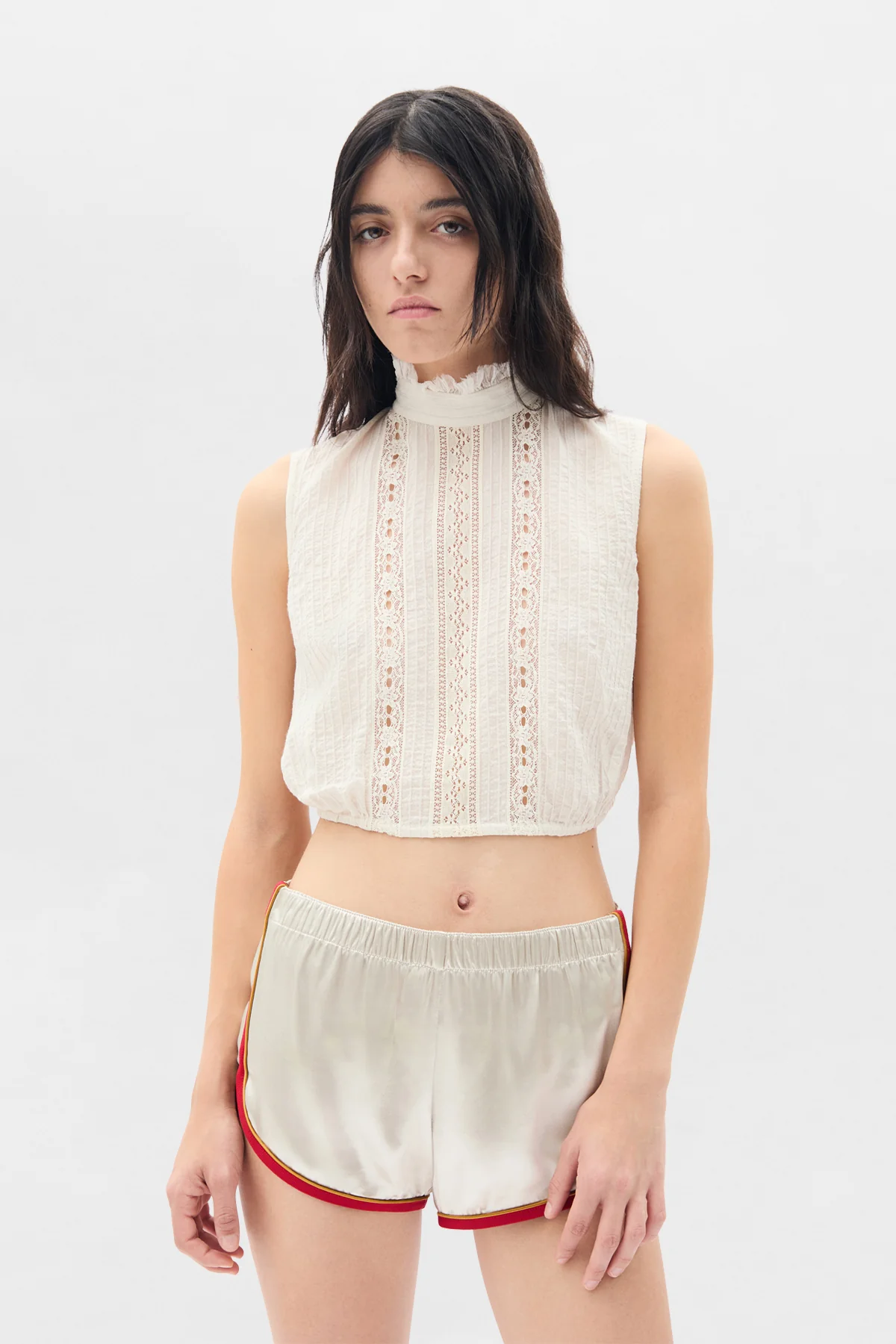 Bee High Neck Cropped Top